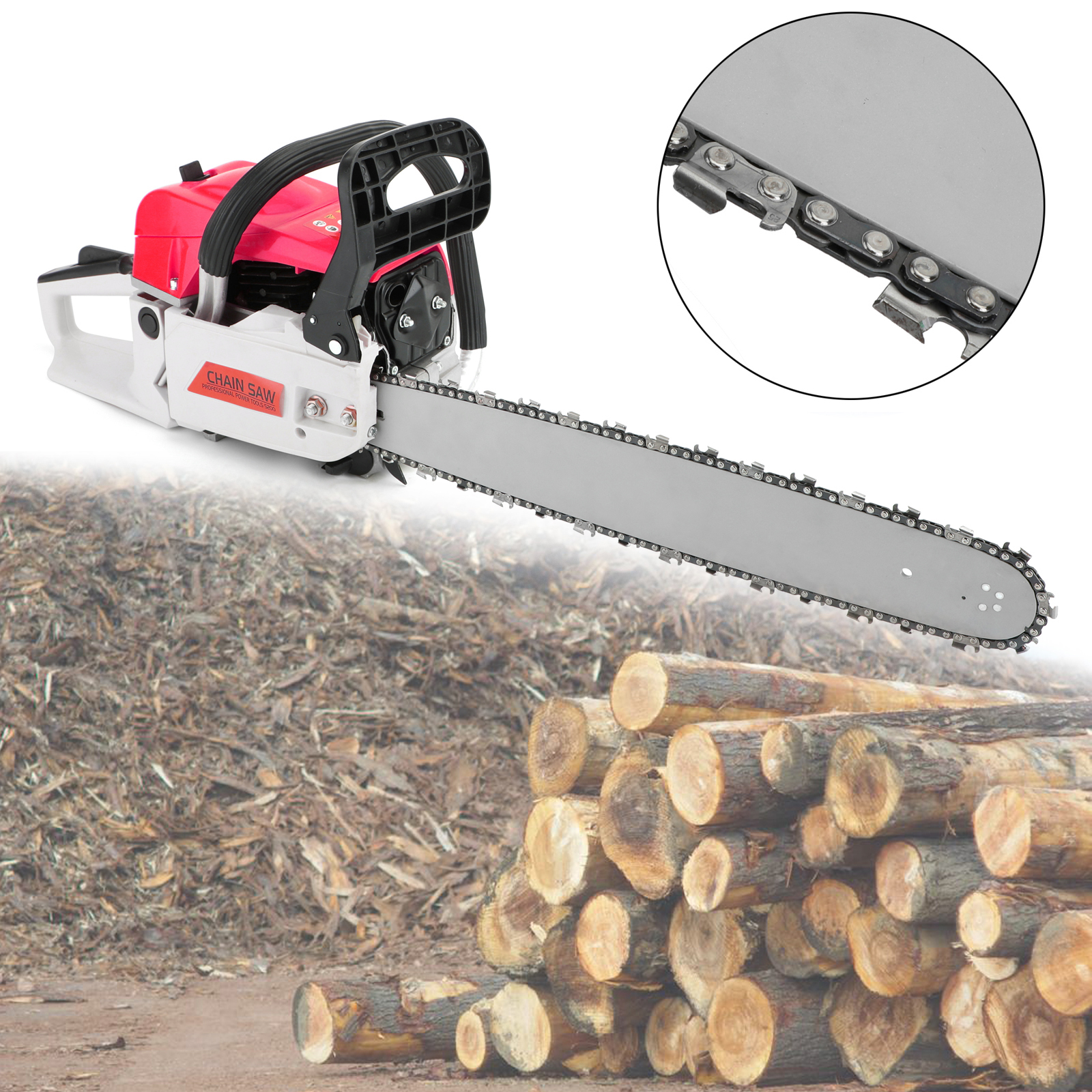 52cc gasoline chainsaw aluminum crankcase powerful wood cutting tool