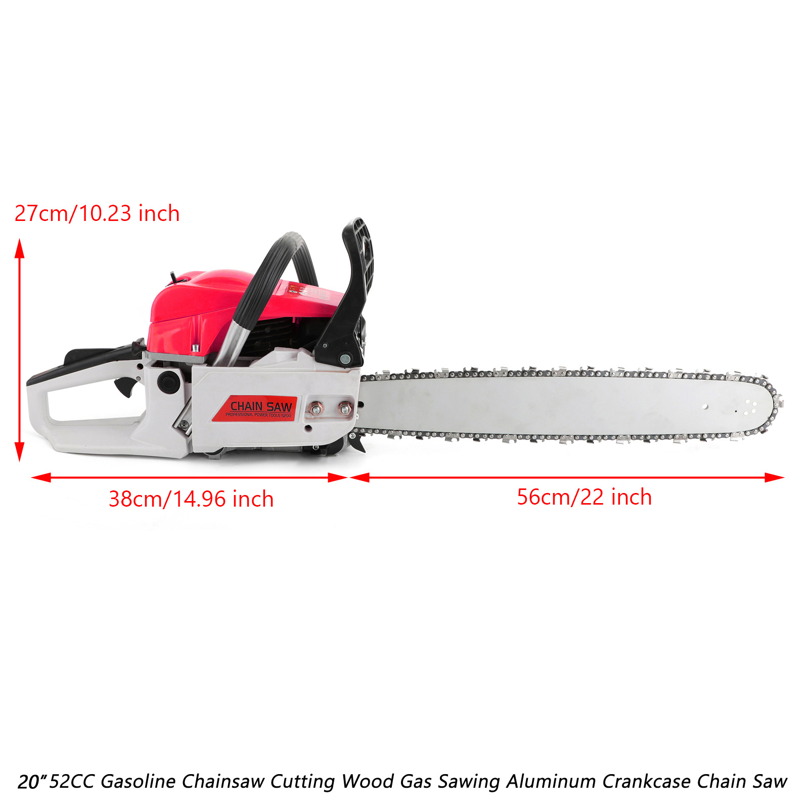 22 inch bar gas chainsaw – extra cutting length