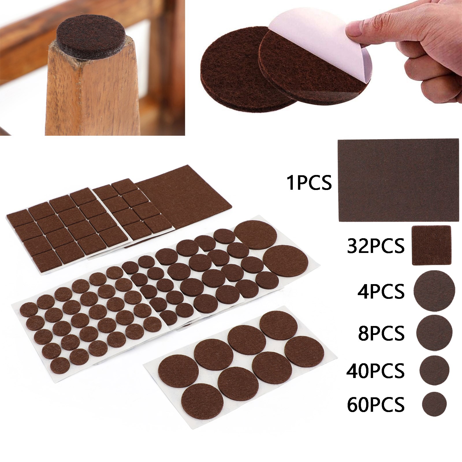 Furniture Floor Protectors Foam Pads Kit Round Square for Laminate Vinyl Wood Variety Pack