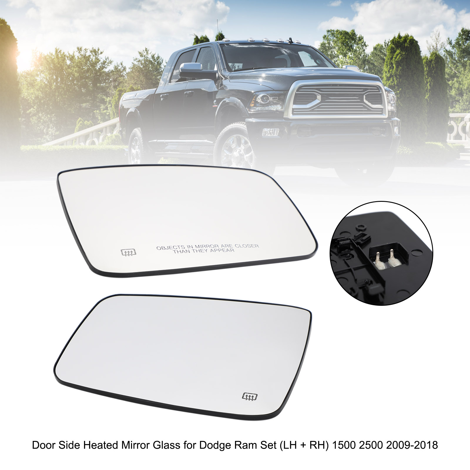 Dodge Ram 1500 2500 2009-2018 68050299AA/68050298AA 後照鏡鏡片 可加熱
