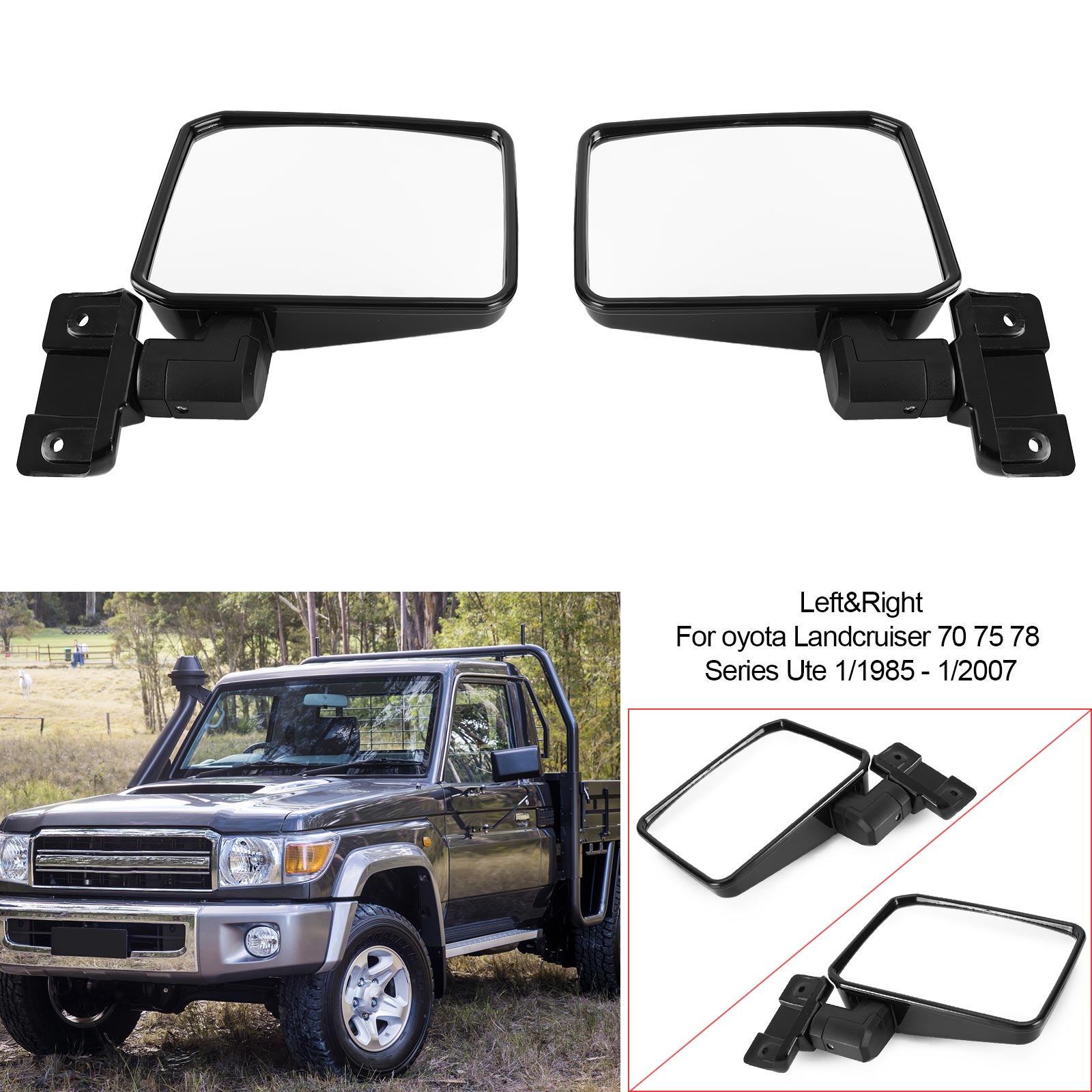 Toyota LandCruiser 70 75 78 Series Ute 1985-2007 專用後照鏡