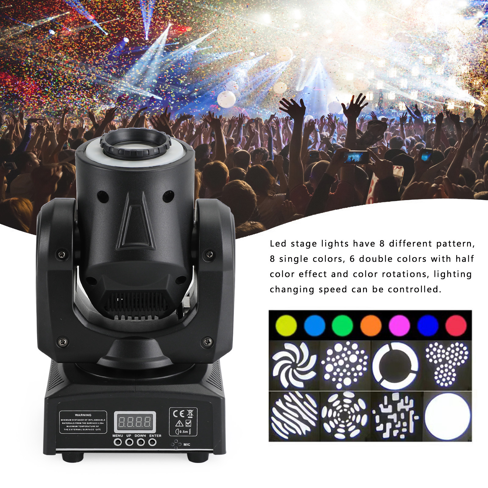 100W Moving Head Stage Light with Gobo Wheel and Color Effects for Weddings