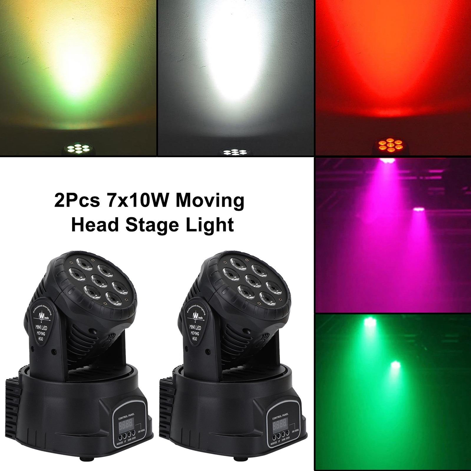 2Pcs 7x10W RGBW 4-in-1 Moving Head Stage Light High Brightness Effects for KTV and Bars