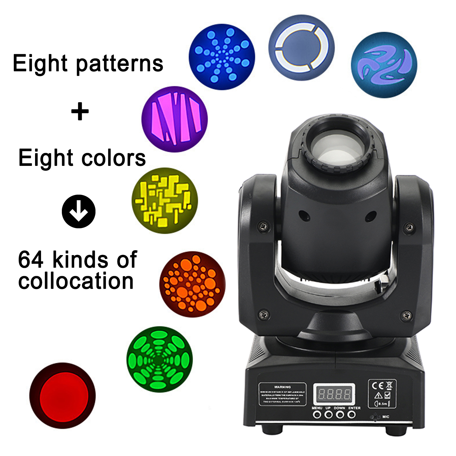 Moving Head Stage Light RGBW LED Beam with 8 Gobo Effects DMX DJ Disco Party Lighting Gobo Wheel Detail