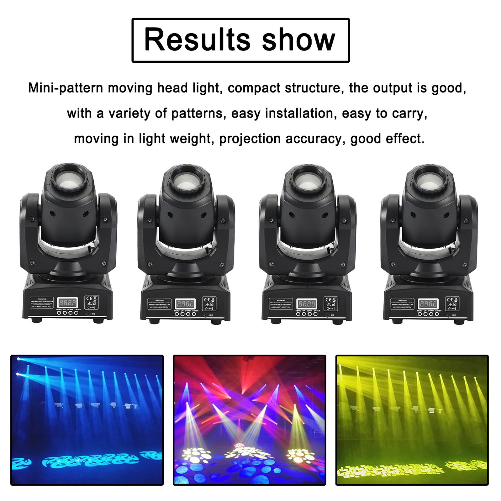 4Pcs Moving Head 8Gobo Stage Lighting RGBW LED DMX Beam Effects in Club Setting