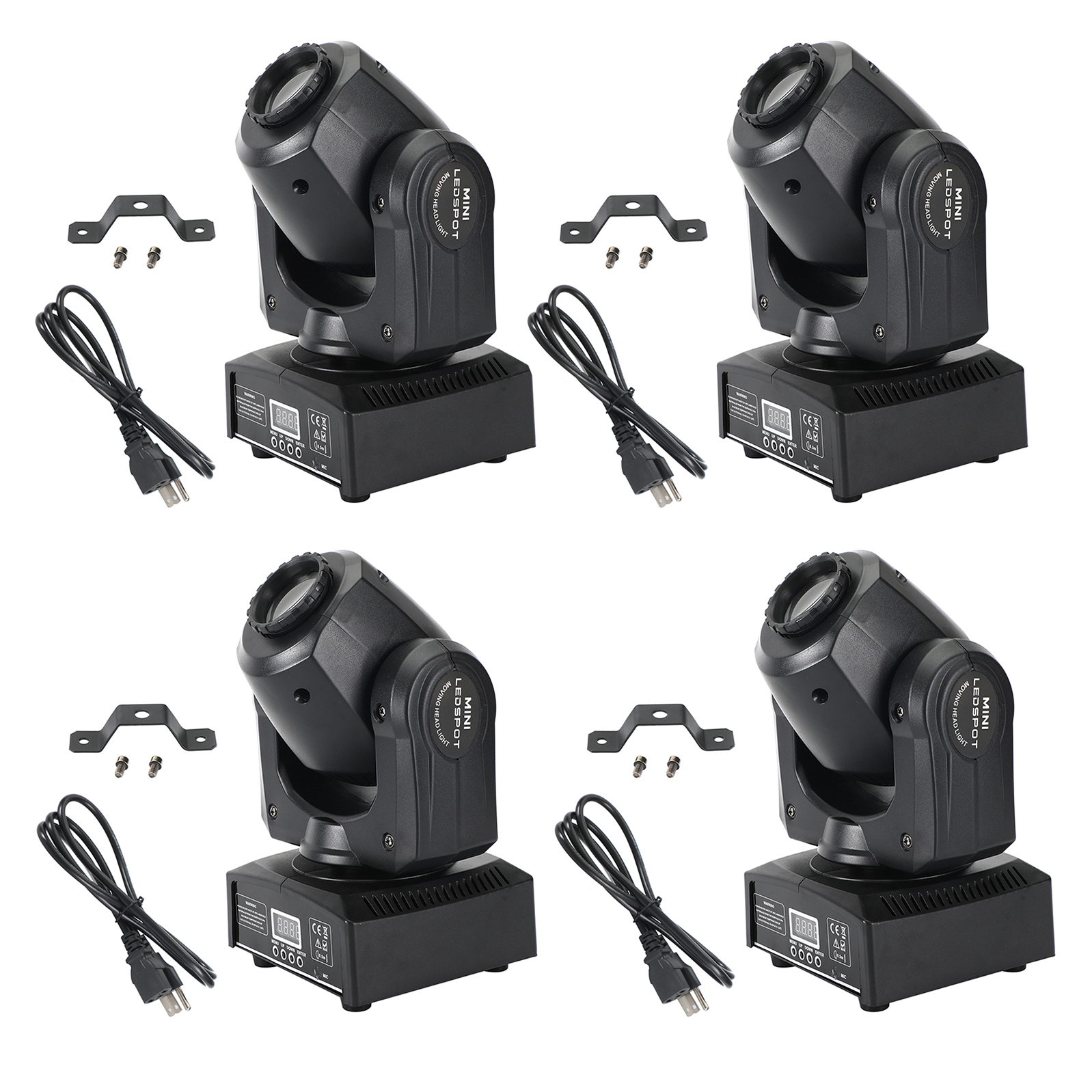 4Pcs Moving Head 8Gobo Stage Lighting RGBW LED DMX Beam Package and Setup