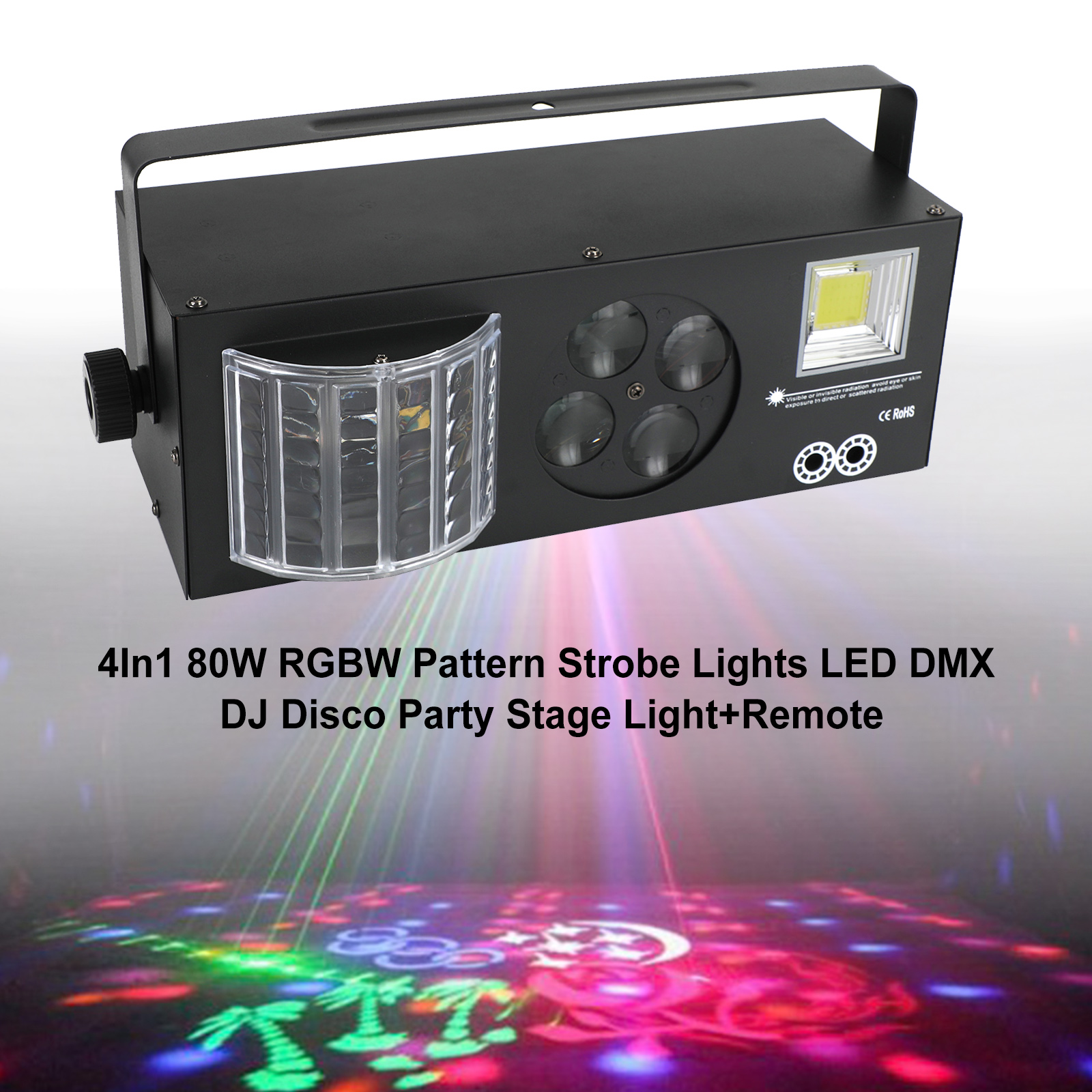 4-in-1 80W RGBW LED Stage Light Pattern Strobe DMX DJ Disco Party Lighting Remote