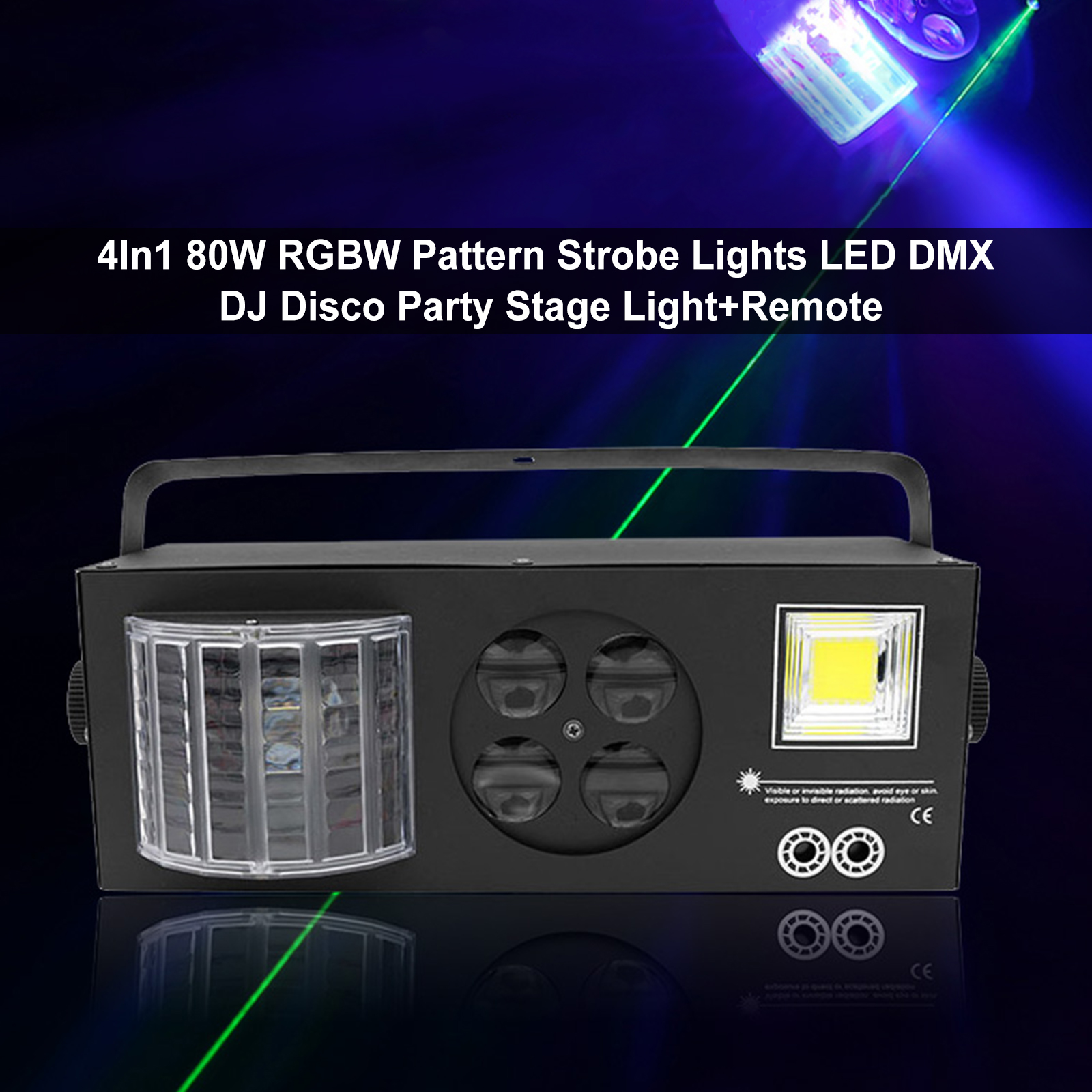 4-in-1 80W RGBW LED Stage Light Pattern Strobe DMX DJ Disco Party Lighting Remote Control