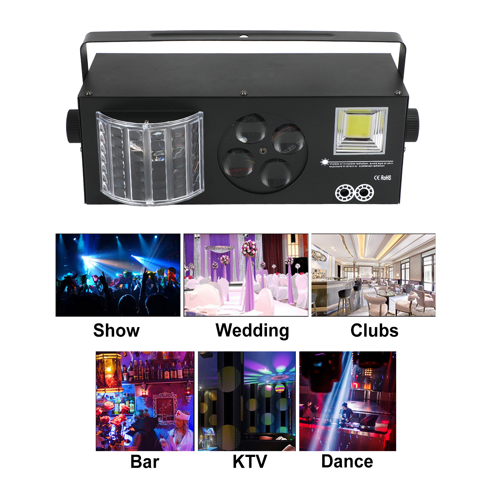 4-in-1 80W RGBW LED Stage Light Pattern Strobe DMX DJ Disco Party Lighting Remote and Bracket
