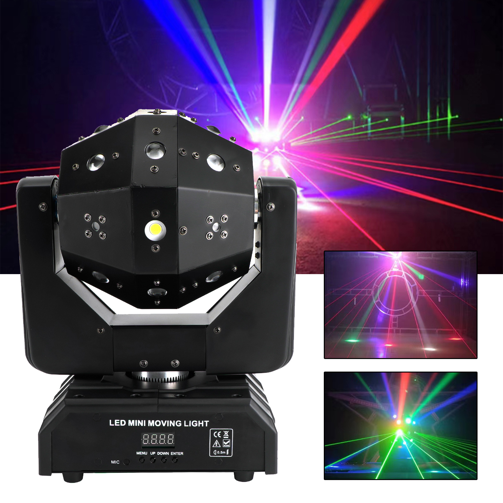 RGBW 3In1 LED Laser Moving Head Stage Light DMX DJ Disco Party Effect Lighting