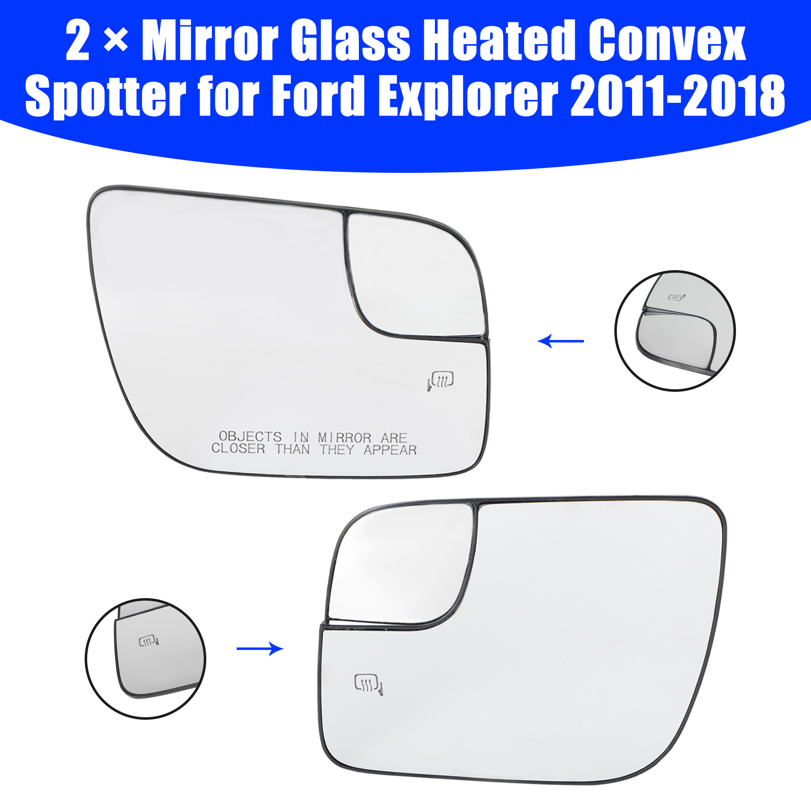 Ford Explorer 2011-2018 後照鏡 照後鏡鏡片 白色 加熱 左右一對