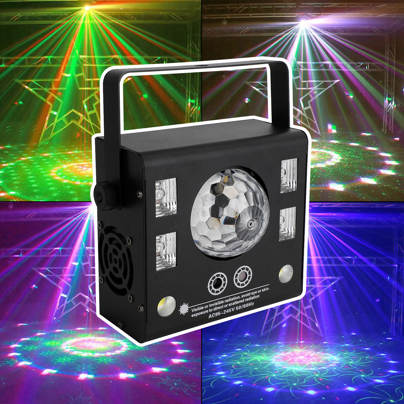 4-in-1 RGB LED Disco Party Light DJ Stage Magic Ball Strobe Beam DMX Lighting Remote