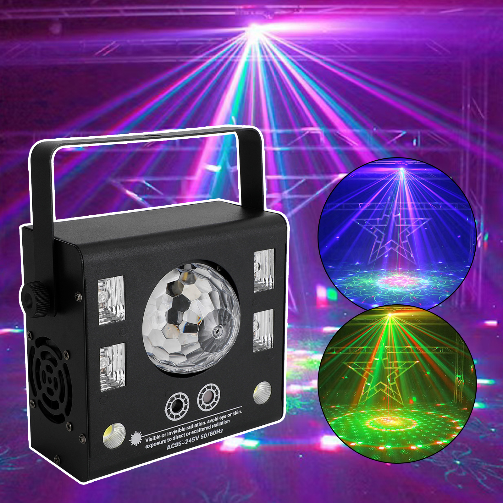 4-in-1 RGB LED Disco Party Light DJ Stage Magic Ball Strobe Beam DMX Lighting Remote Package
