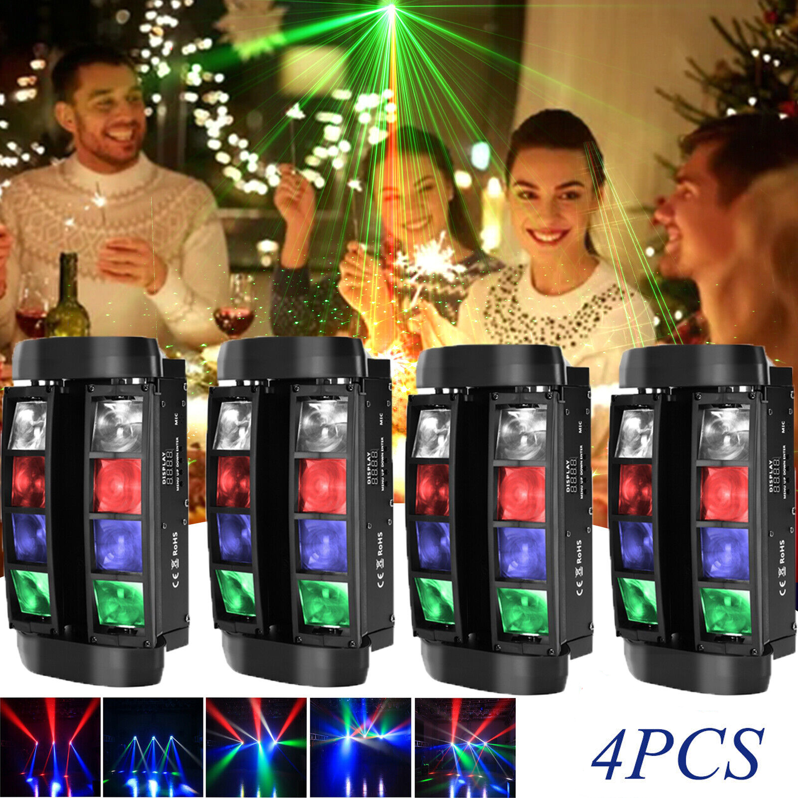 80W RGBW LED Spider Moving Head Stage Light 8 LED DMX for DJ Disco Party Stage Package with Bracket