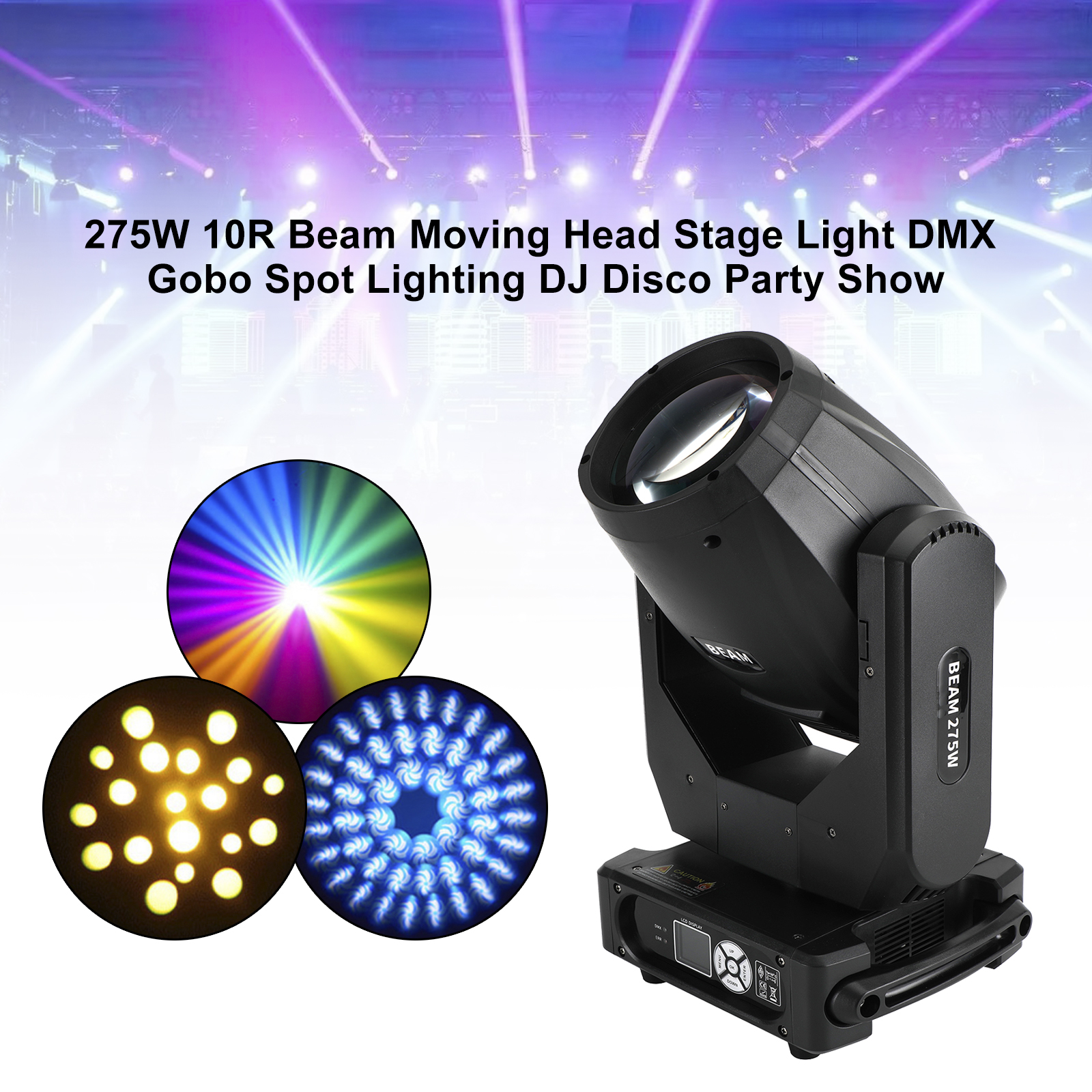 10R Moving Head Beam with 8 and 16 Facet Prism Effects