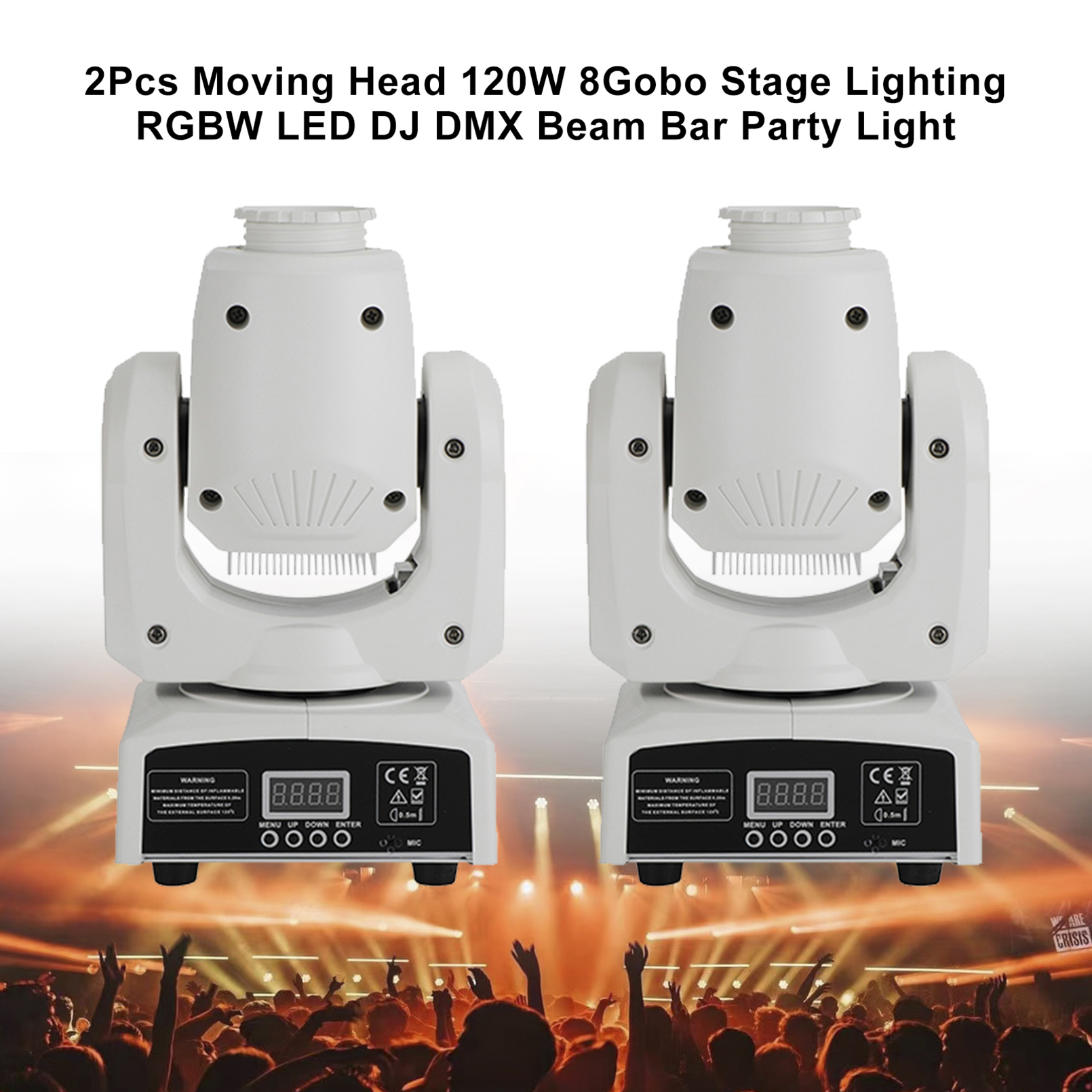 2Pcs Moving Head 120W 8Gobo Stage Lighting RGBW LED DJ DMX Beam Bar Party Light