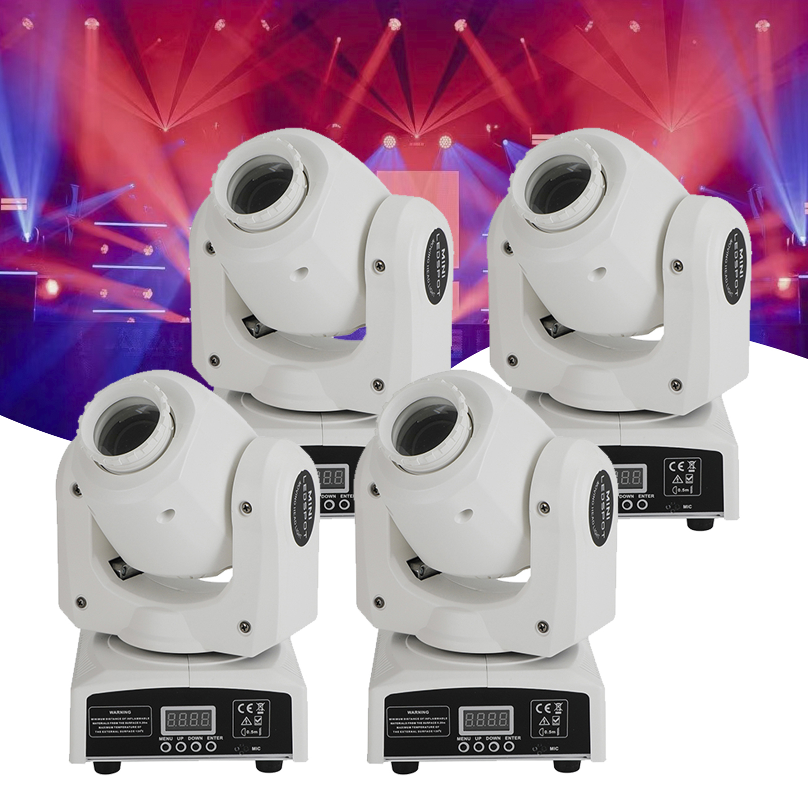 4Pcs Moving Head 120W 8Gobo Stage Lighting RGBW LED DJ DMX Beam Bar Party Light Package