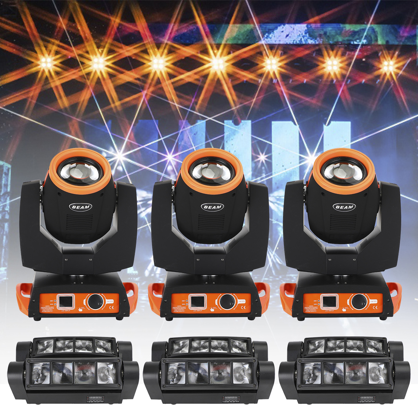 1/2/4/6/8 Pcs 230W 7R Beam Zoom Moving Head Stage Lighting Beam DMX Party DJ Lighting Package and Brackets
