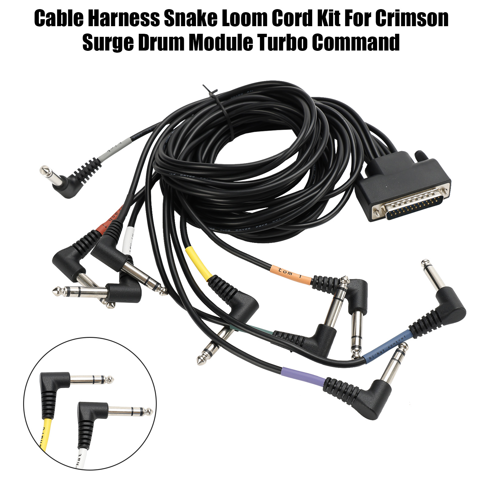 Cable Harness Snake Loom Cord Kit For Crimson Surge Drum Module Turbo Command In Use with Drum Kit