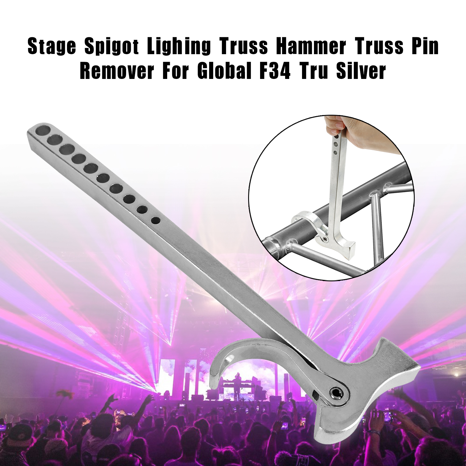 Stage Spigot Lighting Truss Hammer Truss Pin Remover Tool for Global F34 Truss Silver Aluminum