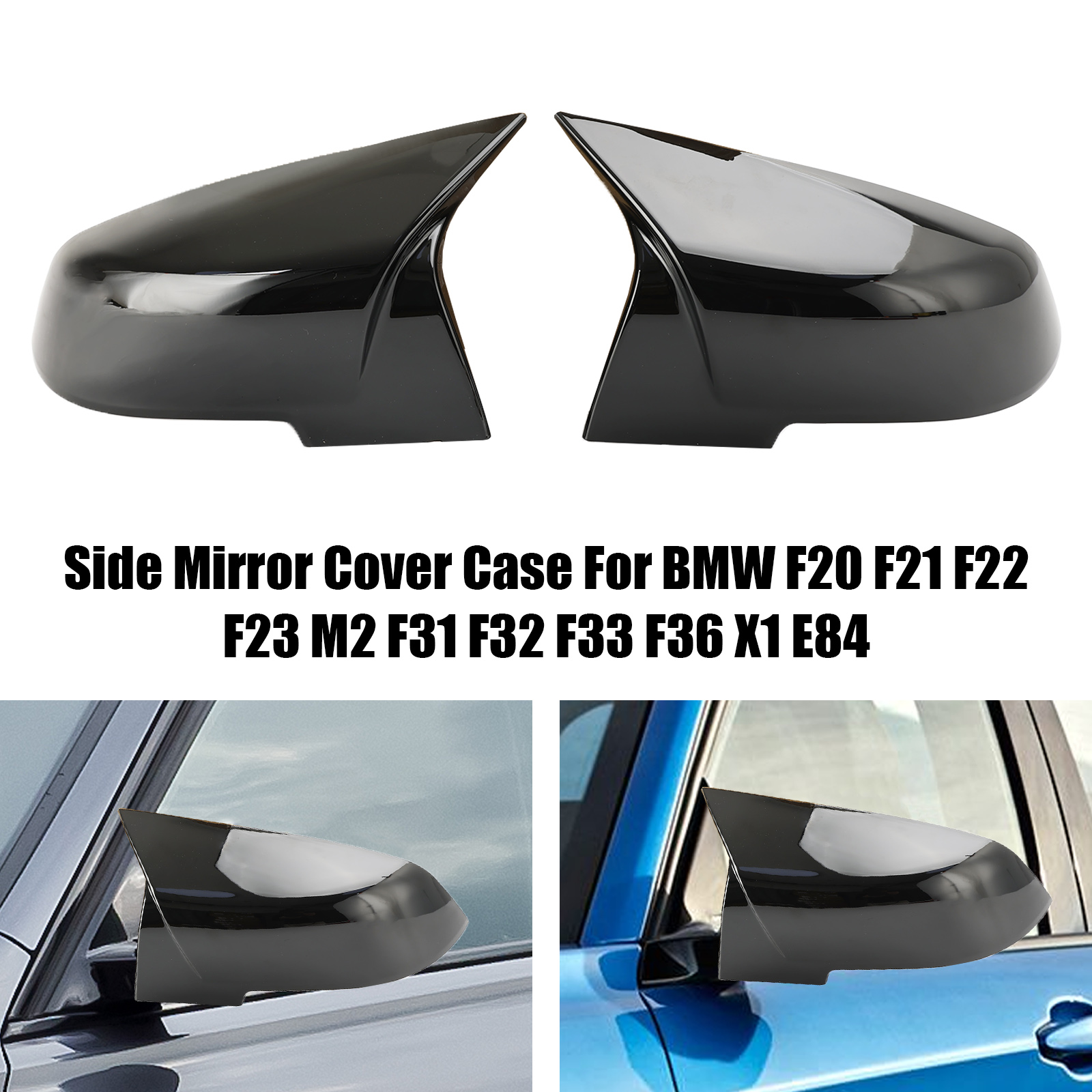 BMW F20 F21 F22 F23 M2 F31 F32 F33 F36 X1 E84 後照鏡外殼 烤漆黑 牛角造型 黏貼式 左右一對