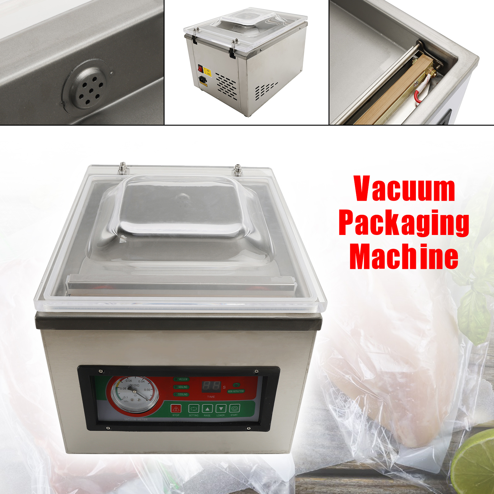 DZ-260C Chamber Vacuum Sealing Packing Machine Commercial Vacuum Sealer 110V Sealing in Action