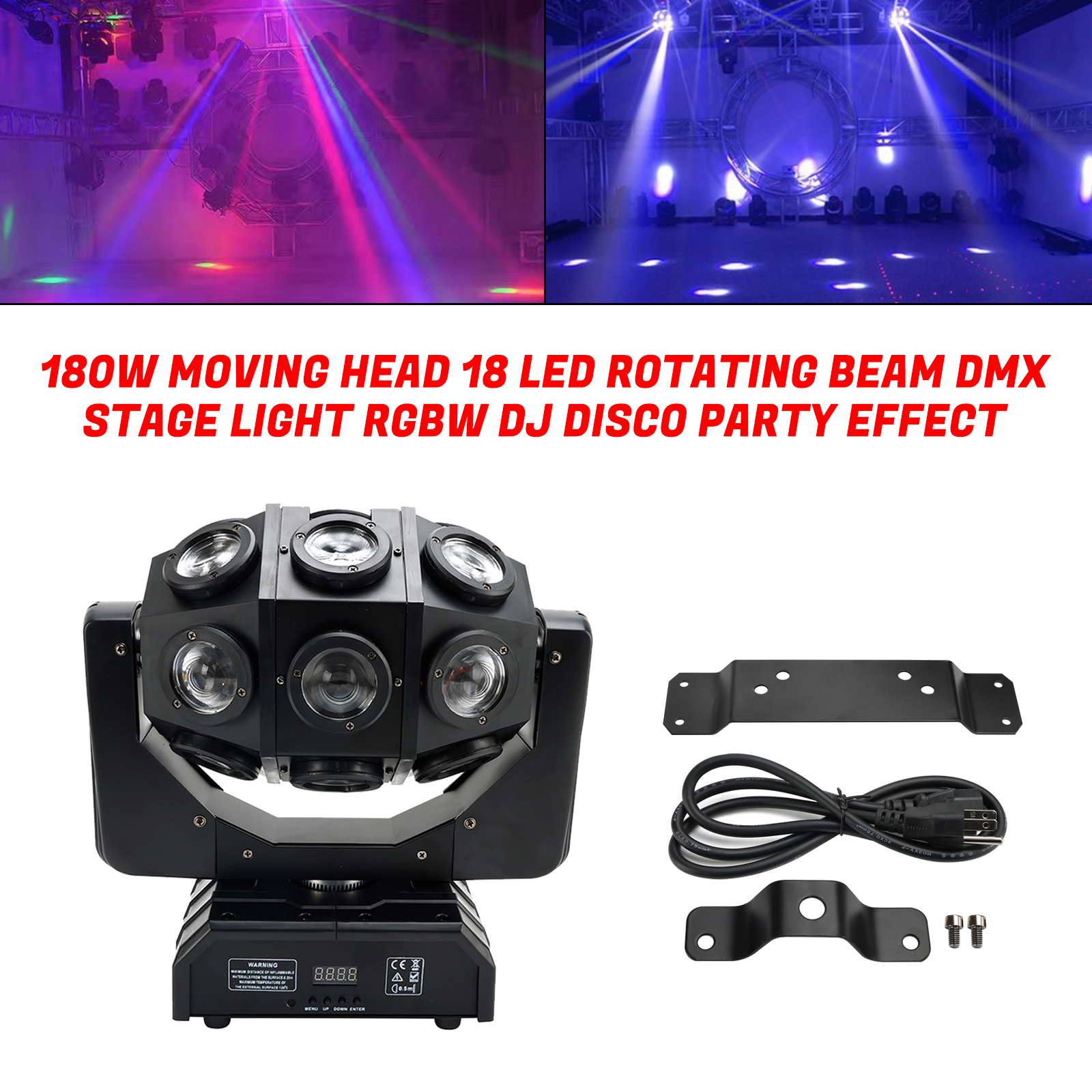 180W RGBW LED Moving Head Stage Light 18 Beam Rotating DMX DJ Disco Party Effect in Action at Wedding
