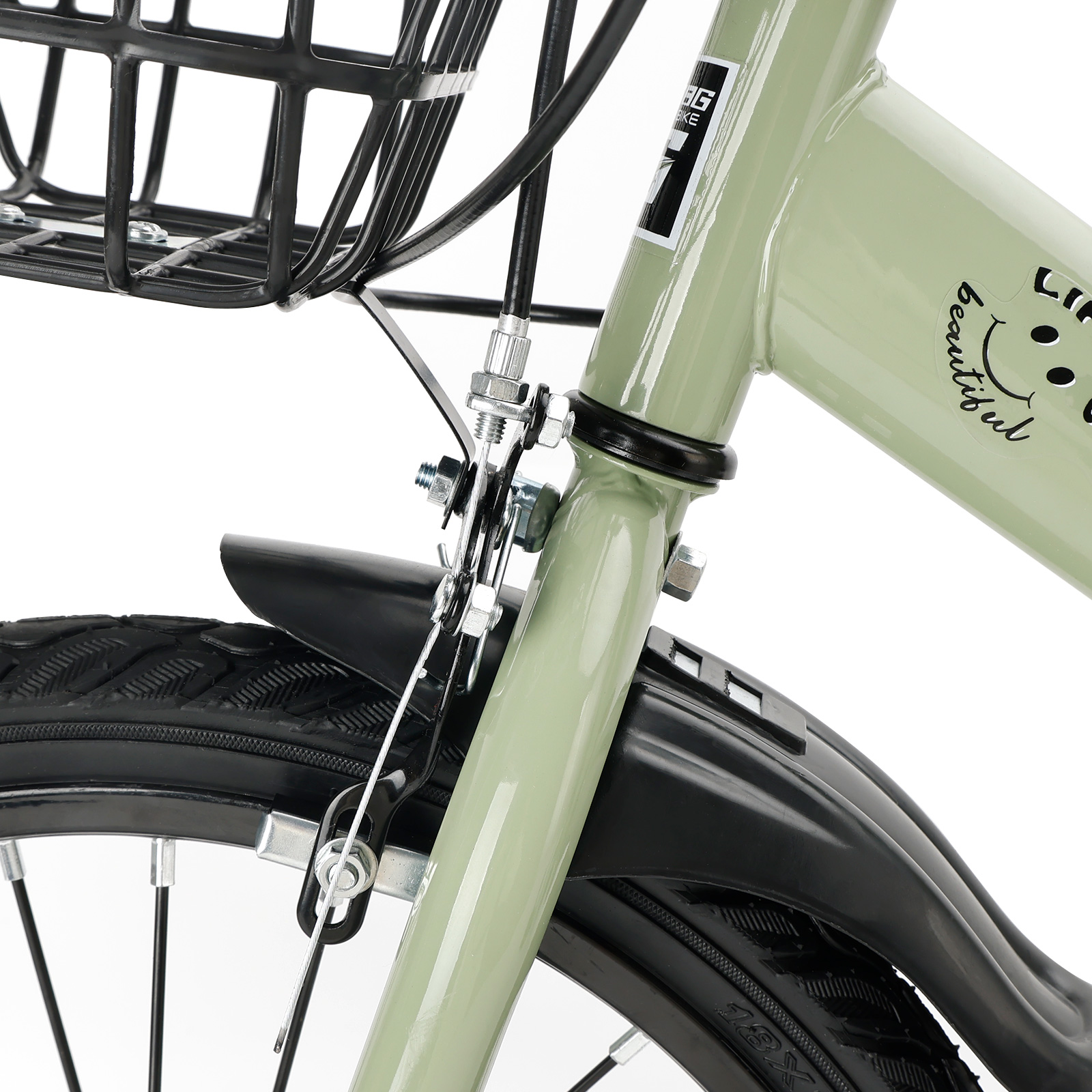 18 Inch Kid's Bike High Carbon Steel Frame Adjustable Seat Double Brake Auxiliary Wheels Basket Feature