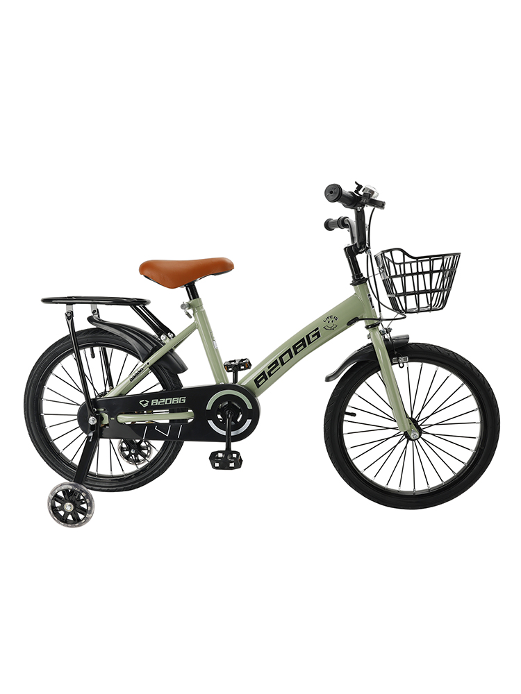 18 Inch Kid's Bike High Carbon Steel Frame Adjustable Seat Double Brake Auxiliary Wheels Ride