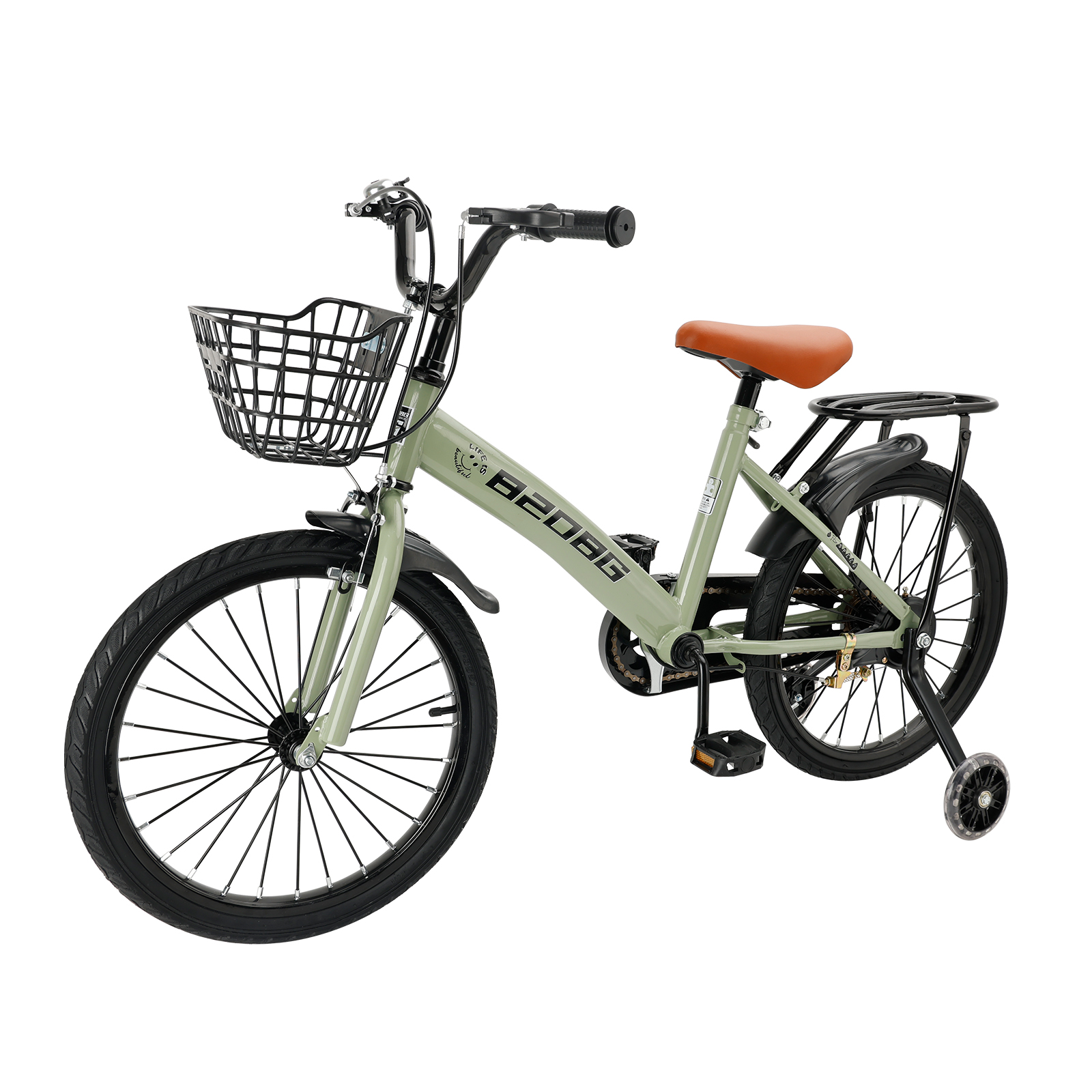 18 Inch Kid's Bike High Carbon Steel Frame Adjustable Seat Double Brake Auxiliary Wheels Specs