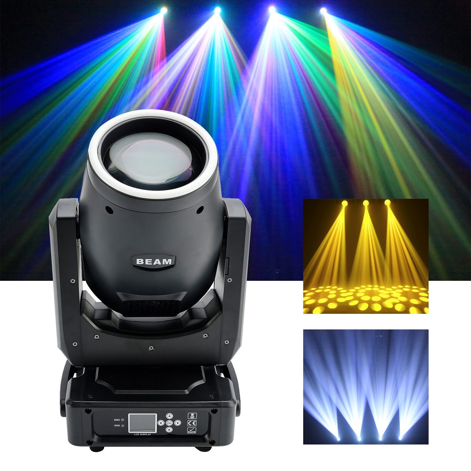 9R 300W Moving Head RGBW Gobo Beam with 8+24 Prisms for Stage