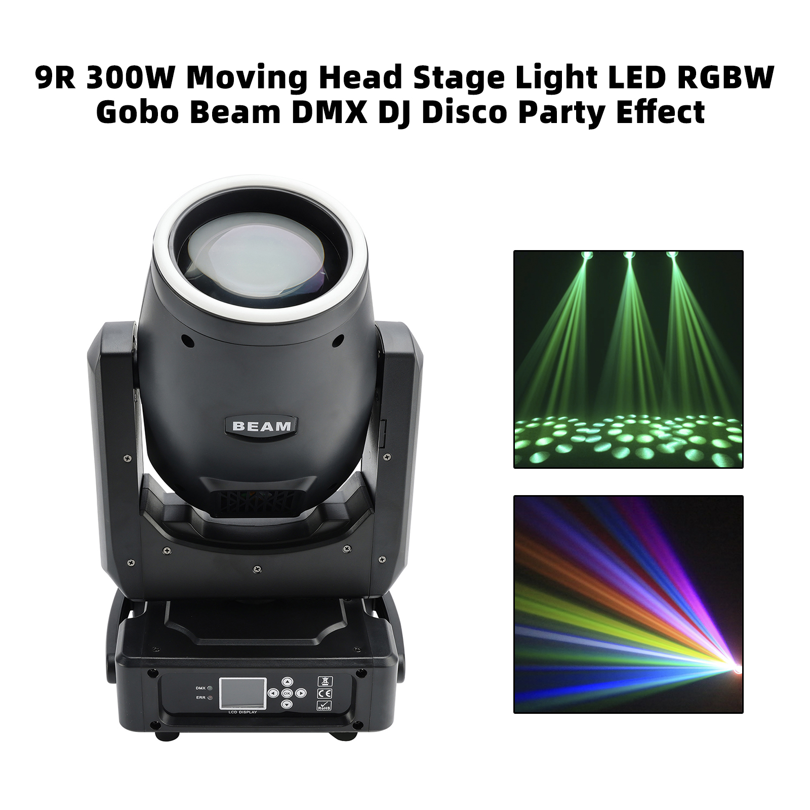 9R 300W Moving Head in Action with Beam and Fog Effects