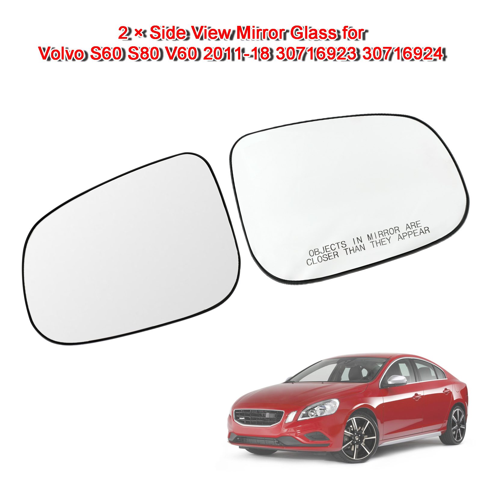 Volvo S60 S80 V60 2011-18 30716923 30716924 後照鏡鏡片 後視鏡玻璃 左右一對