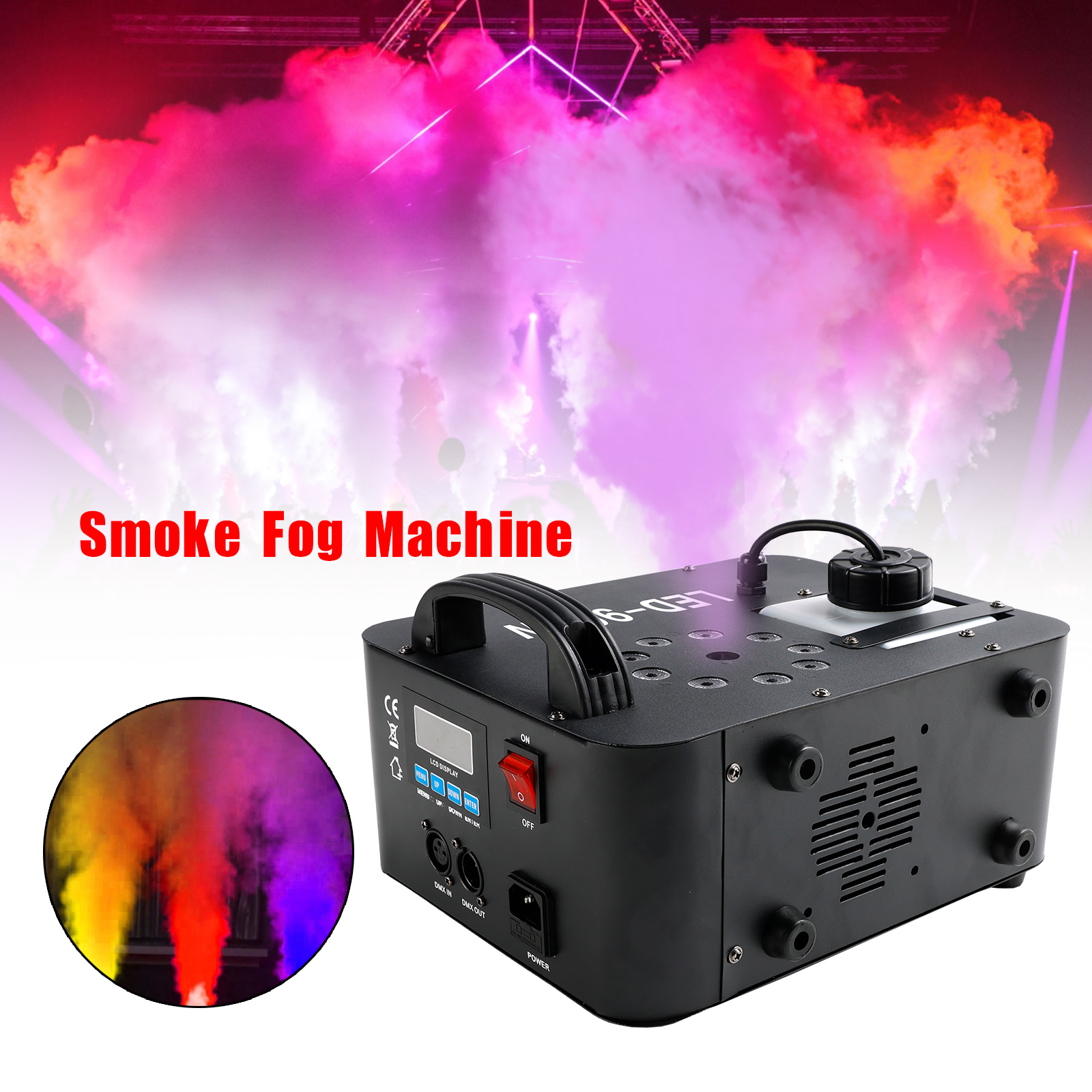 900W RGB LED Light Smoke Fog Machine Stage Fogger DJ Spray Smoke Effect with Remote Control