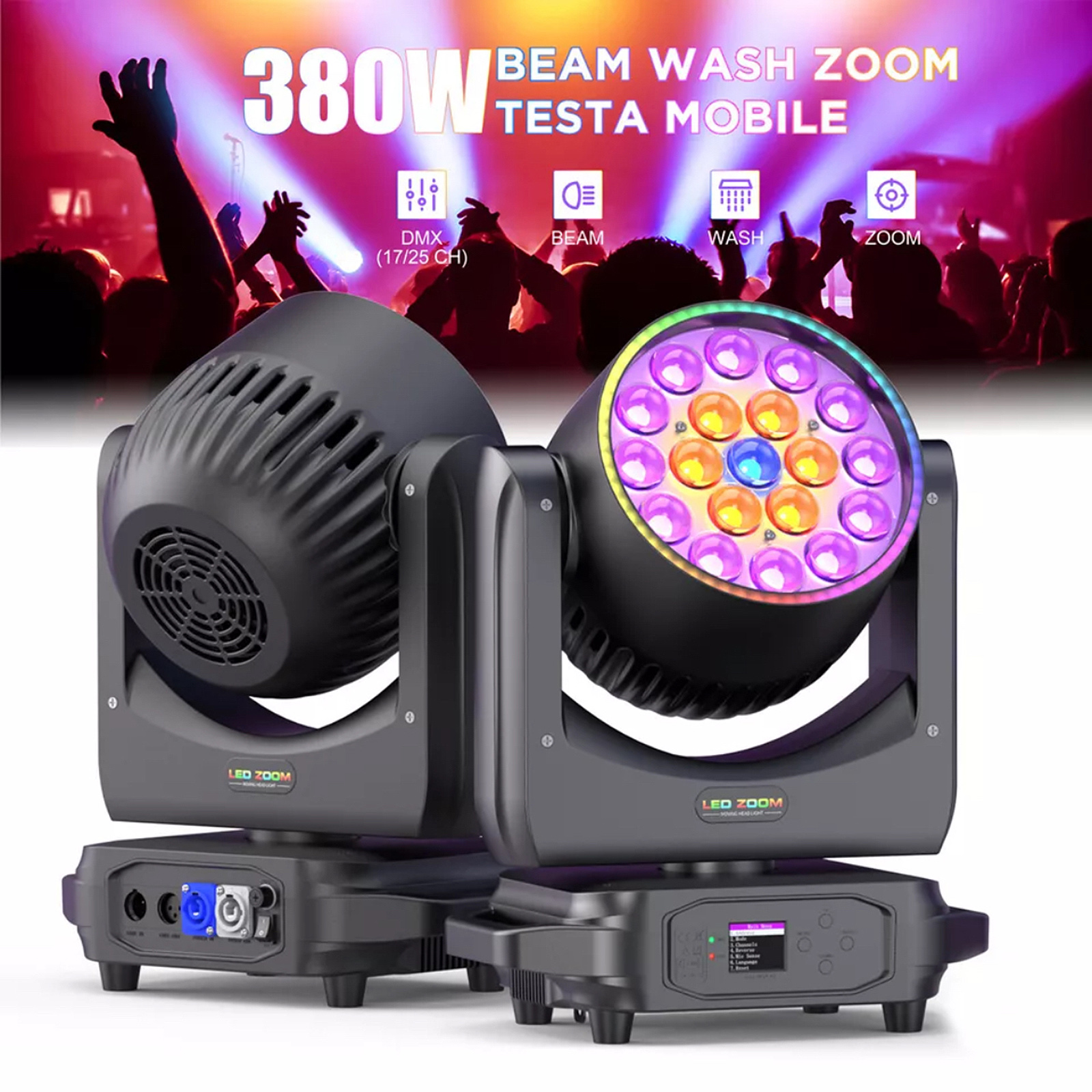 19x20W LED Zoom Moving Head in Action for Wedding and Club Lighting