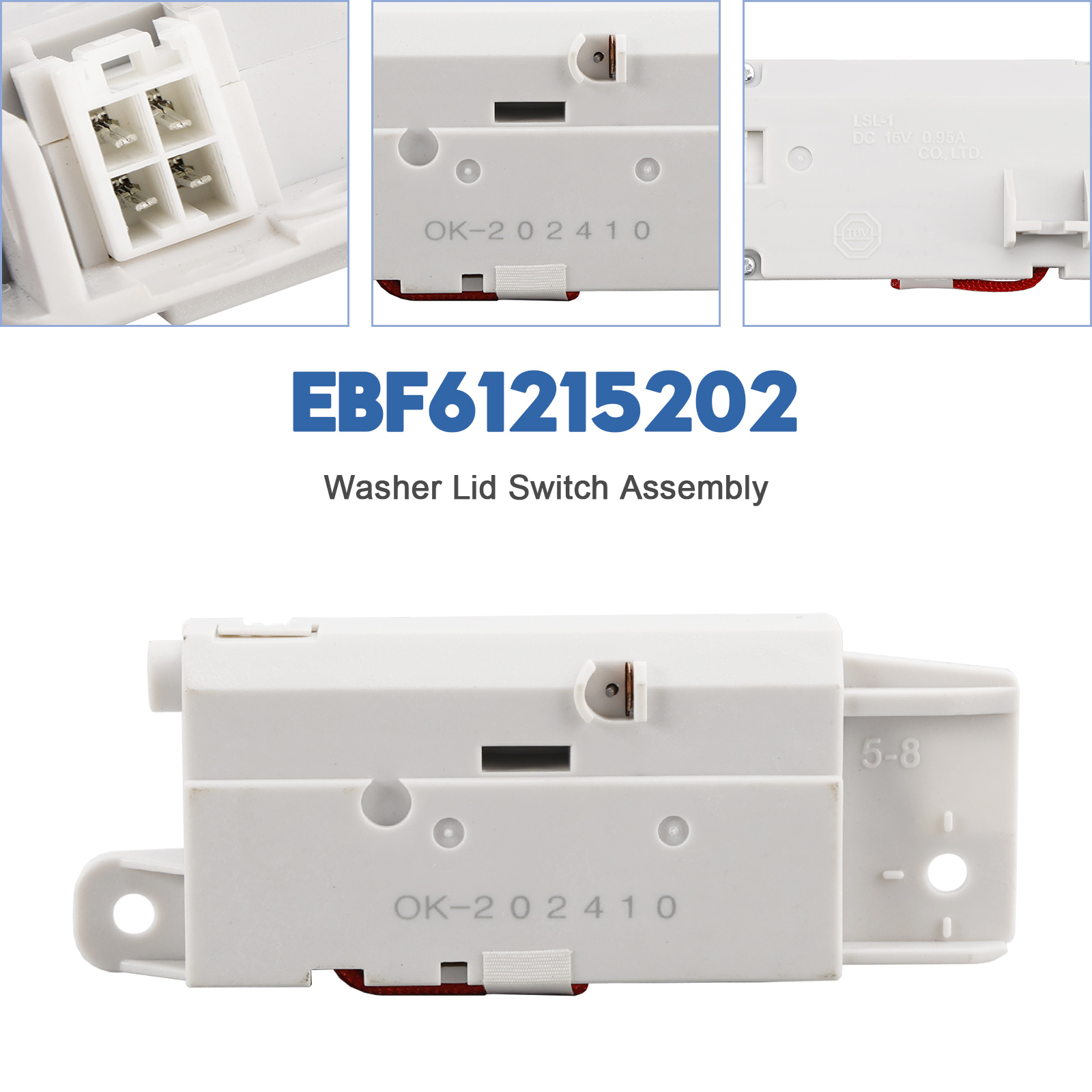 EBF61215202 Washer Lid Switch Assembly for LG Replaces AP5597170 2667077 Side View