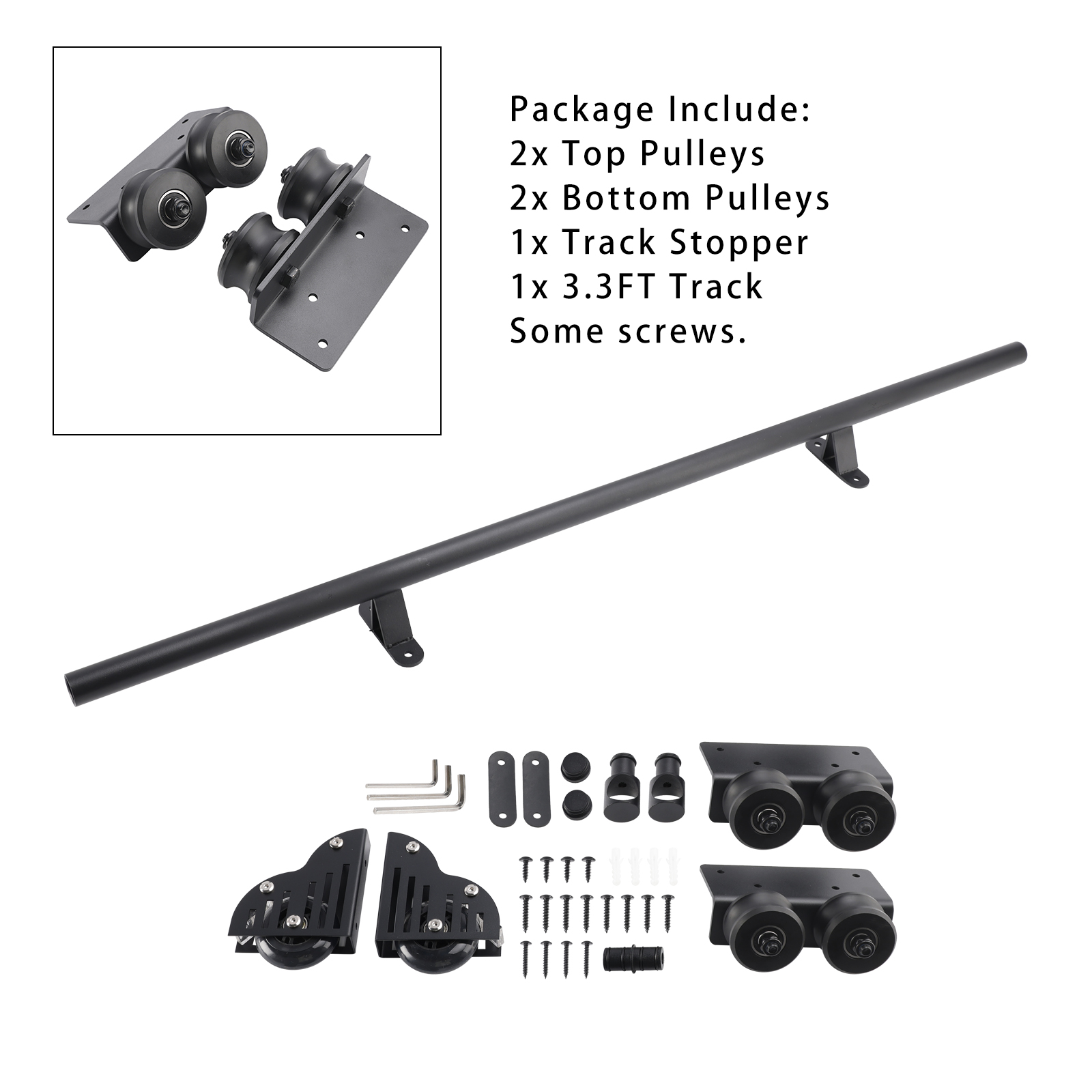 Rolling Library Sliding Ladder Hardware Kit Safety Pulleys with Brake