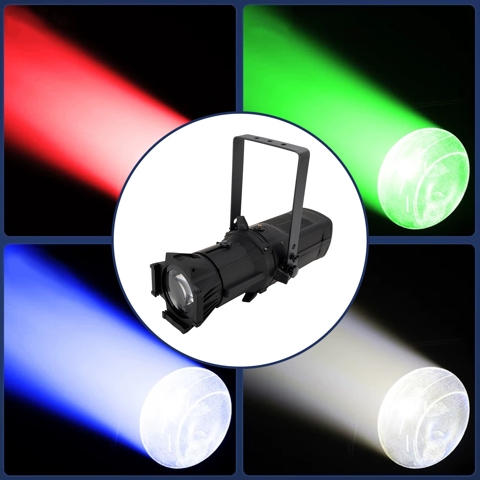 250W COB RGBW Profile Spotlight Package with Power Cord and Manual