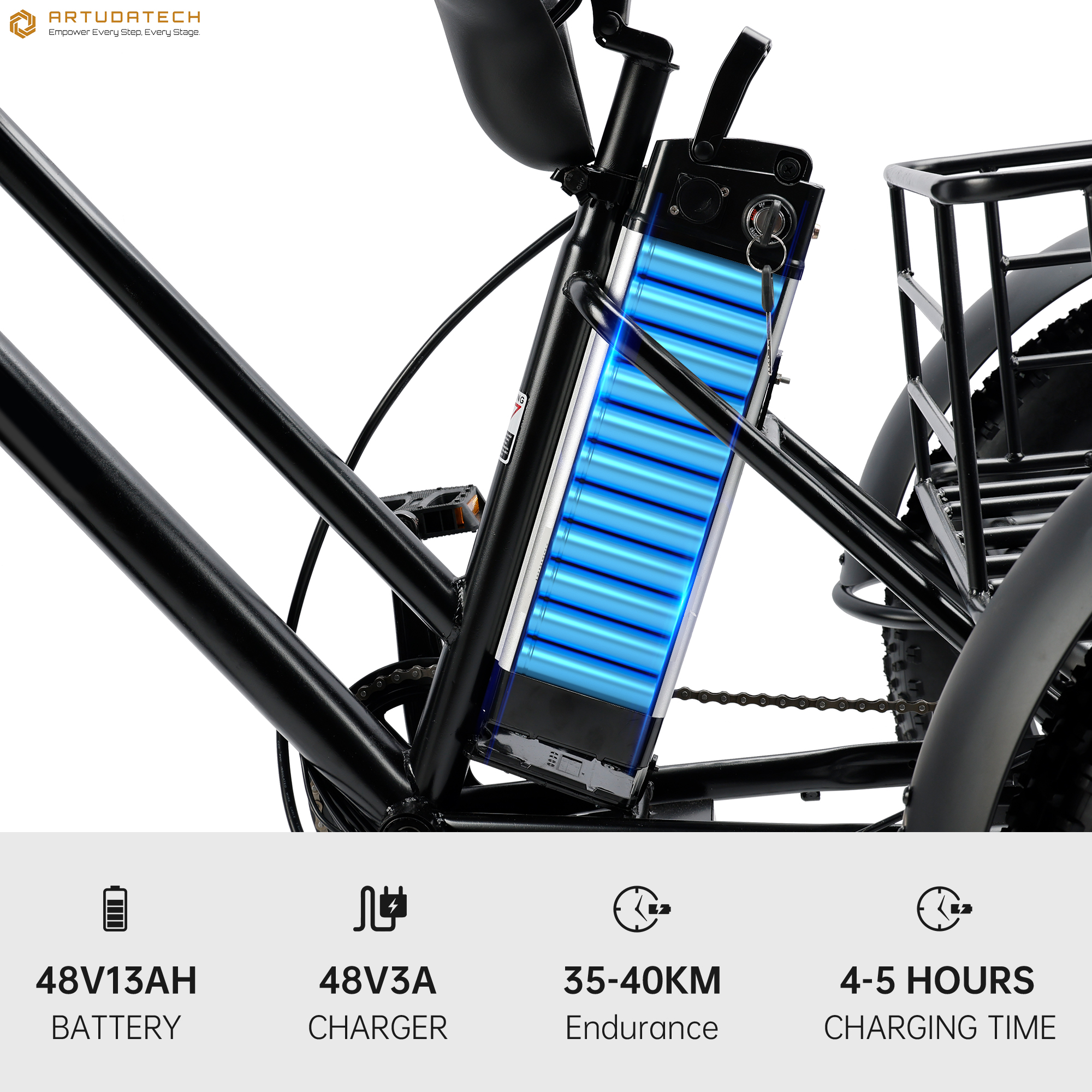 Electric Snow Tricycle with Large Rear Cargo Basket for Shopping and Winter Use