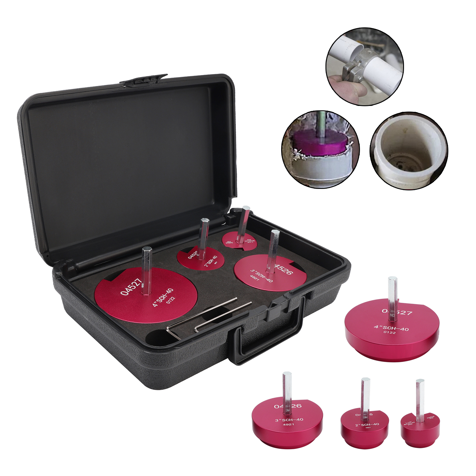 4PCS PVC Pipe Reamer Kit Fitting Socket Saver SCH Plumbing Tools For 1/2 Drills Sizes 1.5-4 Inch