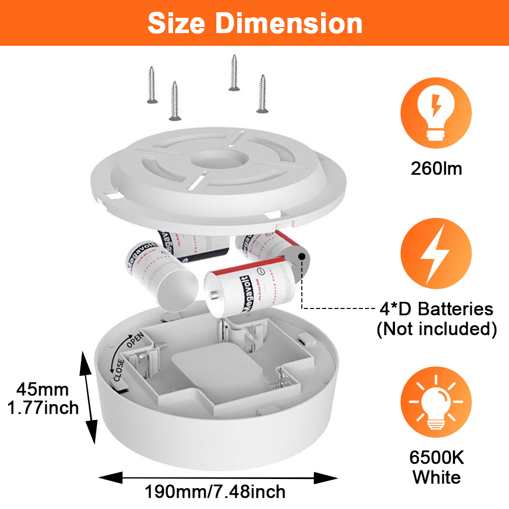 Lights by Night Interruptor de luz LED inalámbrico, funciona con pilas, 100  lúmenes, luz de grifo, interruptor de luz portátil, inalámbrico, luces LED