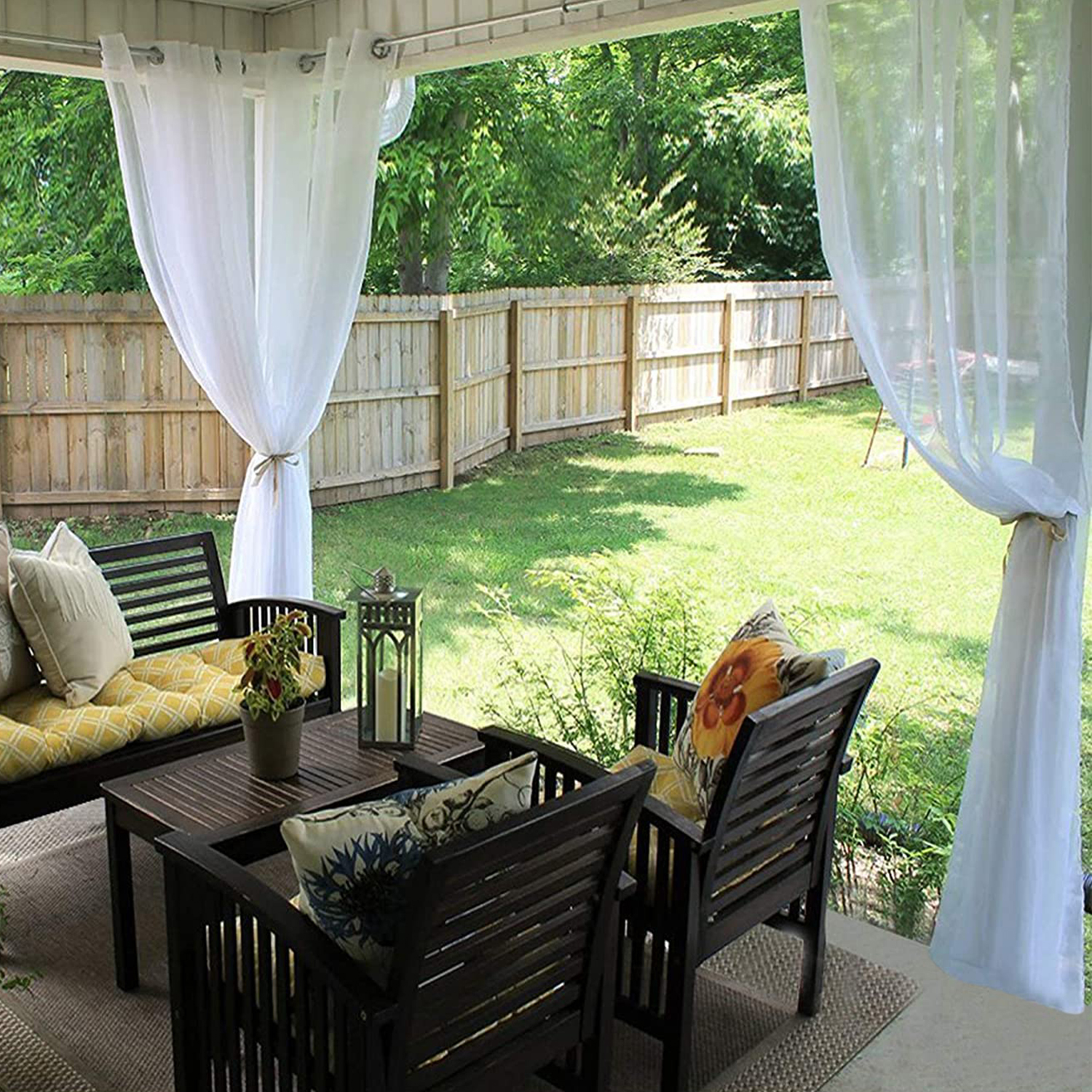 No. 918 Emily White Extra-Wide Sheer Voile Sliding Door Patio Curtain Panel, Beige