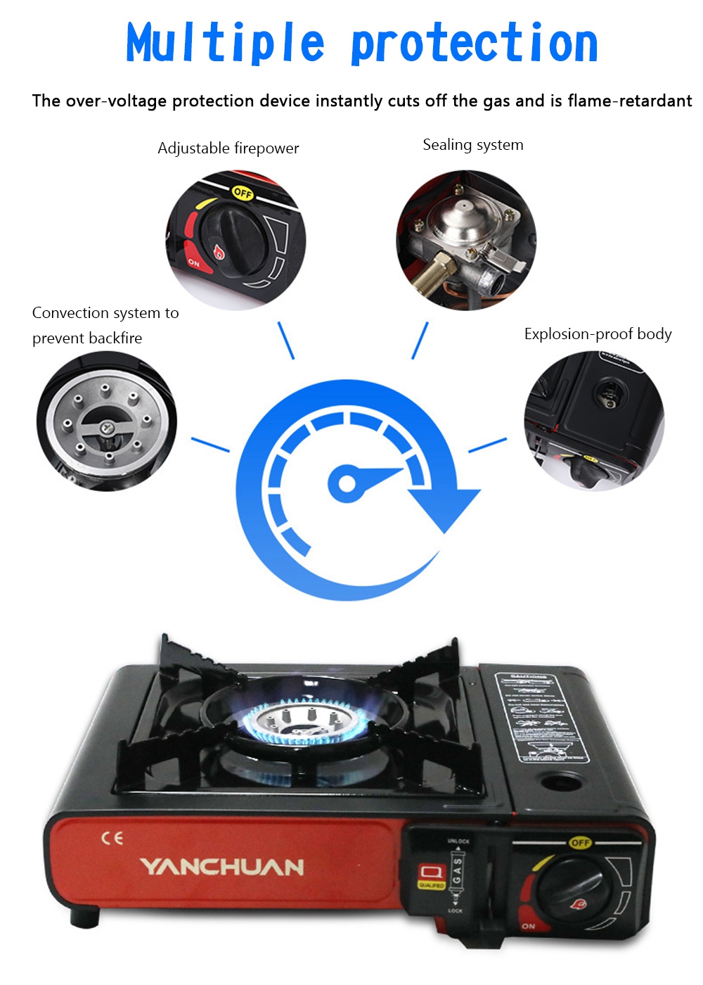 Butane Liquefied Gas Tank Dual Purpose Burner Gas Camping Stove Tabletop Stove for Outdoor Cooking