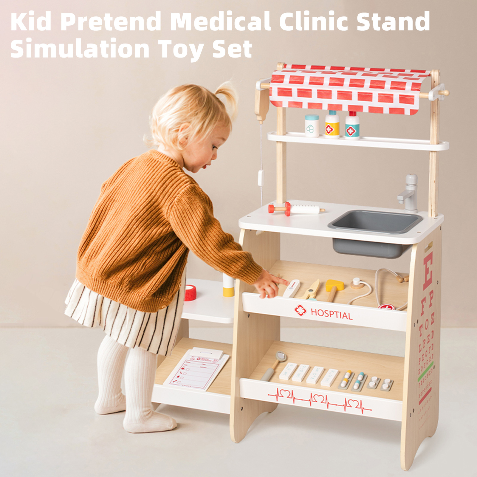 Kids Pretend Medical Clinic Stand Playset 22Pcs Doctor Role Play Simulation Toy Storage Rack Included for Children Ages 3+ Kids Pretend Medical Clinic Stand Playset 22Pcs Doctor Role Play Simulation Toy Storage Rack Included for Children Ages 3+
