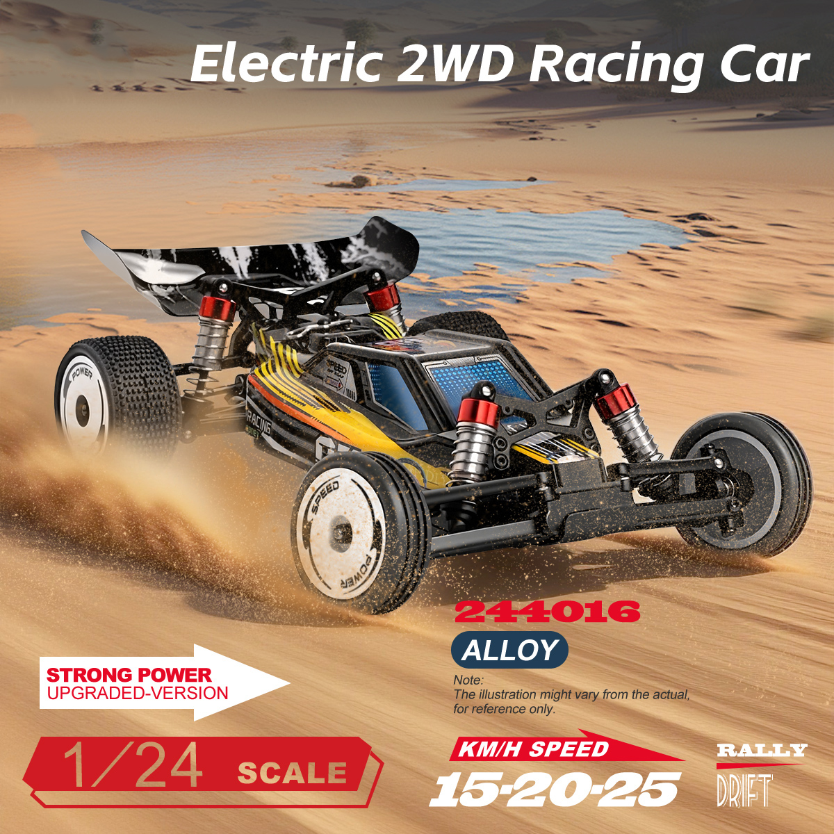 WLtoys 244016 1:24 2WD 2.4G RC Off Road Racing Car 3-Speed 15-25km/h with Gyro Cruise Control